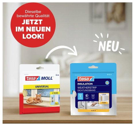 Tesa ablakszigetelő gumi, öntapadó szigetelő csík 6 m x 9 mm Tesamoll® 05428-100 2. kép