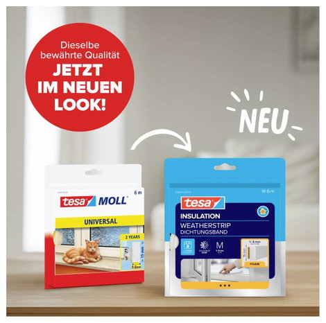 Tesa ablakszigetelő gumi, öntapadó szigetelő csík 6 m x 15 mm Tesamoll® 55604-100 2. kép