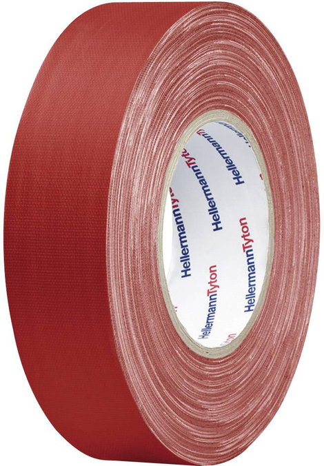Téphető szövetbetétes ragasztószalag, gaffer tape 10 m x 19 mm, piros színű HellermannTyton HelaTape