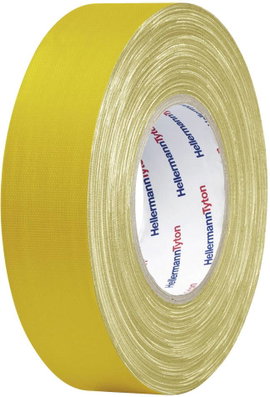 Téphető szövetbetétes ragasztószalag, gaffer tape 10 m x 19 mm, sárga színű HellermannTyton HelaTape
