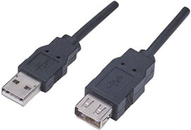 USB 2.0 kábel [1x USB 2.0 dugó A - 1x USB 2.0 alj A] 1.80 m fekete Manhattan 756608
