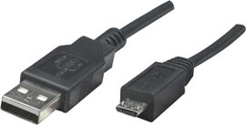USB 2.0 kábel [1x USB 2.0 dugó A - 1x USB 2.0 mikro dugó B] 1.80 m fekete Manhattan 756616