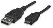 USB 2.0 kábel [1x USB 2.0 dugó A - 1x USB 2.0 mikro dugó B] 1.80 m fekete Manhattan 756616 4. kép