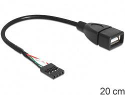USB kábel 1 x USB 2.0 belső aljzat 4 pól. - 1 x USB 2.0 aljzat A, 0,2 m, fekete Delock 2. kép