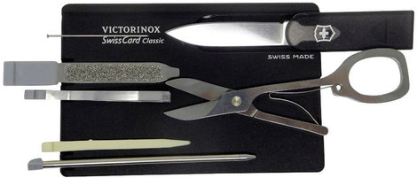 Multifunkciós szerszámkészlet bankkártya formában, 10 funkcióval, Victorinox 0.7122.T2 Onyx