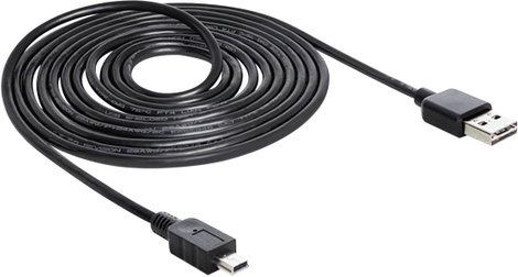 USB kábel [1x USB 2.0 dugó A - 1x USB 2.0 dugó mini B] 3 m Fekete Delock 1007852 2. kép