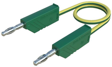 Mérőzsinór, mérővezeték 2db 4mm-es toldható banándugóval 2,5 mm² PVC, 0.50m sárga/zöld SKS Hirschman