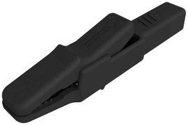 Szigetelt krokodilcsipesz, mérőcsipesz CAT II/300V-ig 4mm-es banándugó aljzattal, fekete SKS Hirschm