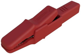 Szigetelt krokodilcsipesz, mérőcsipesz CAT II/300V-ig 4mm-es banándugó aljzattal, piros SKS Hirschma