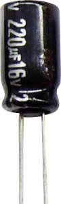 Elektrolit kondenzátor, radiális, álló, RM 3,5 mm 220 µF 25 V/DC 20 % Ø 8 x 11,5 mm 105° Panasonic E bélyegkép