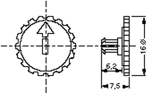 Piher 5371 SW 5371 SW Recézett gomb Fekete 1 db 2. kép