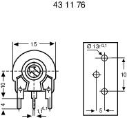Trimmer potméter, lineáris, álló, 0,25 W 5 kΩ 250° 270° Piher PT 15 LH 5K 2. kép