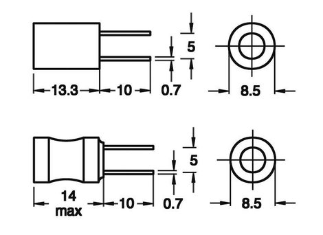 Induktivitás RM 5 mm 22000 µH 58 Ω 0,06 A Fastron 09P-223J-50 2. kép
