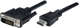 HDMI / DVI átalakító kábel, 1x HDMI dugó - 1x DVI dugó 24+1 pólusú, 1,8 m, Manhattan