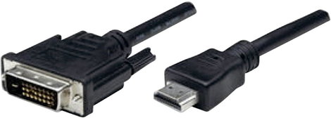 HDMI / DVI átalakító kábel, 1x HDMI dugó - 1x DVI dugó 24+1 pólusú, 1,8 m, Manhattan