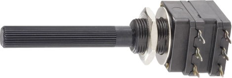 Forgó potméter, sztereo 0,1 W 47 kΩ Piher PC16DH-10IP06473B2020MTA LOG