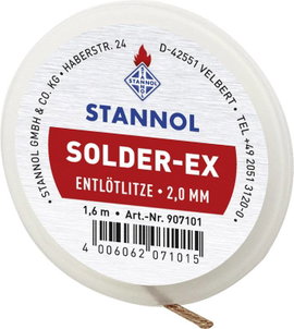 Kiforrasztó huzal, ónszívó sodrat 1.6 m 2.0 mm széles Stannol Solder