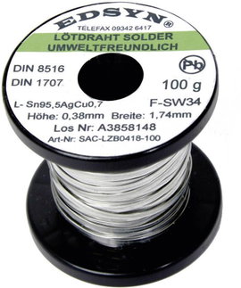 Forrasztó ón, forrasztóhuzal, ólommentes forrasztó szalag 100 g 1.74 mm Sn95.5AgCu0.7 Edsyn SAC-LZB 