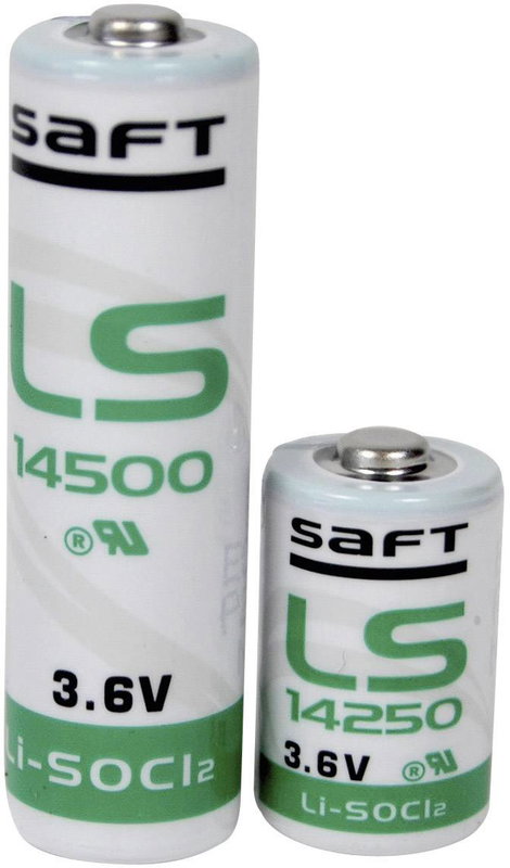 1/2 AA lítium elem, forrasztható, 3,6V 1200 mAh, forrfüles, 15 x 25 mm, Saft LS14250CNA 2. kép