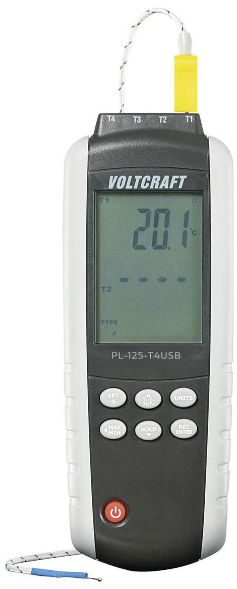 4 csatornás digitális " K/J" típusú hőmérő, Voltcraft PL-125-T4