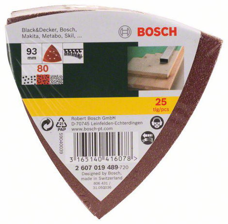Delta csiszolópapír 80, méret: 93mm, 25 db, Bosch 2607019489 2. kép