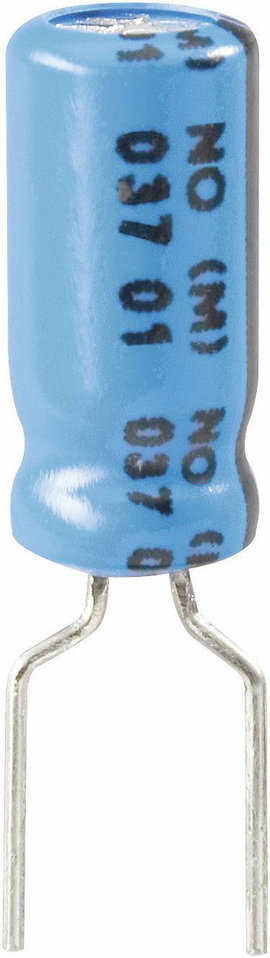 Elektrolit kondenzátor, radiális, álló, 85° RM 5 mm 10 µF 63 V 20 % Ø 5 x 11 mm Vishay 2222 037 3810