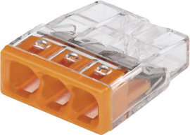 Vezetékösszekötő sorkapocs 0,5-2,5 mm², narancs (átlátszó) 3 pól. WAGO COMPACT CONNECTOR