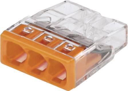 Vezetékösszekötő sorkapocs 0,5-2,5 mm², narancs (átlátszó) 3 pól. WAGO COMPACT CONNECTOR