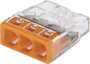 Vezetékösszekötő sorkapocs 0,5-2,5 mm², narancs (átlátszó) 3 pól. WAGO COMPACT CONNECTOR bélyegkép