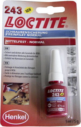 Csavarrögzítő, menetragasztó, közepes szilárdságú 5ml LOCTITE® 243 1370555