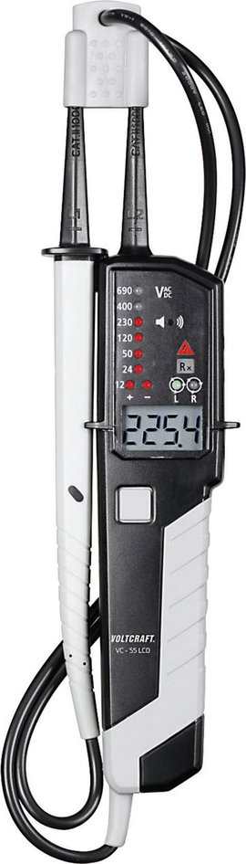 Kétpólusú feszültségvizsgáló LED/LCD kijelző, 0 - 690V AC/DC, Voltcraft VC-55 LCD