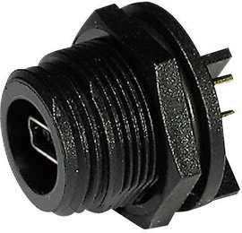 Mini USB-B beépíthető alj 2.0, IP68, nyáklapra, ESKA Bulgin PX0447