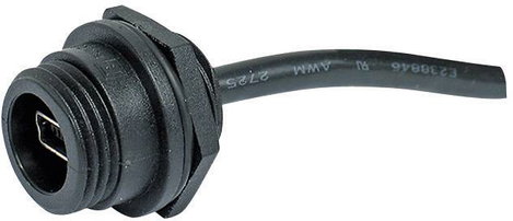 Mini USB-B beépíthető alj 2.0, IP68, krimpelhető, ESKA Bulgin PX0443