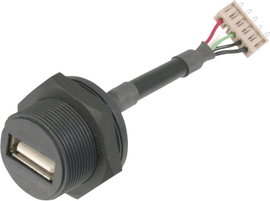 USB dugaszolható összekötő 2.0 - IP67 Alj, beépíthető A-USB-APFS USB B aljról 5 pólusúdugóra Assmann