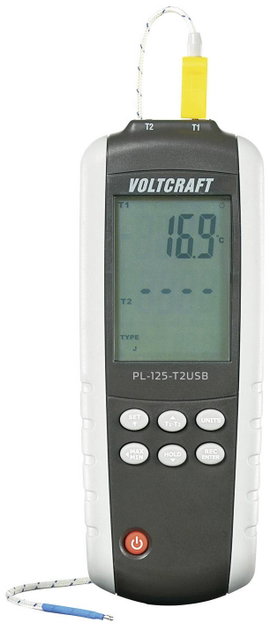 2 csatornás digitális &quot K/J&quot  típusú hőmérséklet mérő VOLTCRAFT® PL-125-T2