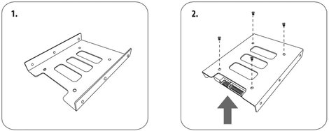 Merevlemez beépítő keret, 1 x 2,5 collos HDD/SDD részére a 3,5 collos rekeszbe, Renkforce HDA-250M 3. kép