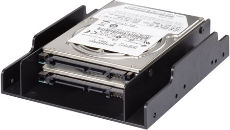 Dupla 3,5-os merevlemez beépítő keret, max. 2 db 2,5-os (6,35 cm) SDD merevlemezhez, Renkforce HDA-2 2. kép