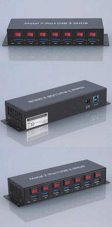 USB 3.0 hub, fém, kapcsolható, 7 portos, Renkforce RF-3269622 2. kép