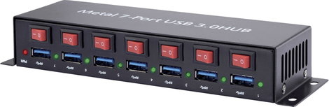 USB 3.0 hub, fém, kapcsolható, 7 portos, Renkforce RF-3269622 3. kép