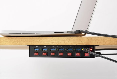 USB 3.0 hub, fém, kapcsolható, 7 portos, Renkforce RF-3269622 4. kép