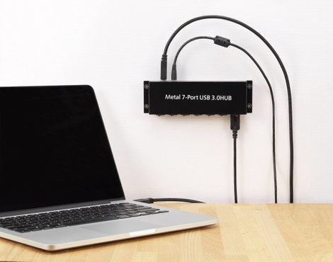 USB 3.0 hub, fém, kapcsolható, 7 portos, Renkforce RF-3269622 5. kép