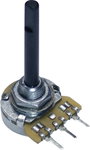 Forgó potméter, 16 mm, mono, log 22kΩ, 0,12W, Potentiometer Service GmbH PC16BU 9619 bélyegkép