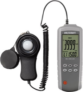 Fénymérő, luxmérő, megvilágítás mérő készülék 0.01 - 400000 lx, Voltcraft MS-200LED