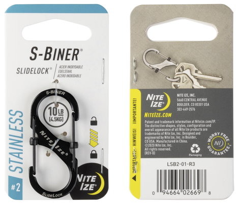 Dupla karabíner, 2-es méret, fekete, S-Biner SideLock NI-LSB2-01-R3 SideLock S-Biner 2, NITE Ize 7. kép