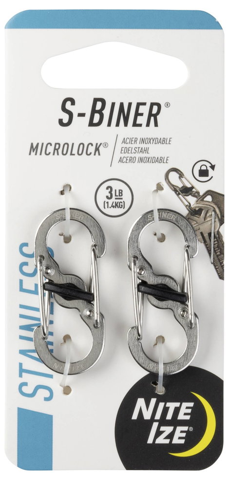 Dupla karabíner, ezüst színű, 2 db, S-Biner MicroLock NI-LSBM-11-2R3 MicroLock S-Biner 2 NITE Ize 7. kép