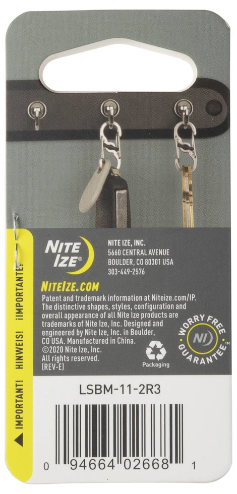 Dupla karabíner, ezüst színű, 2 db, S-Biner MicroLock NI-LSBM-11-2R3 MicroLock S-Biner 2 NITE Ize 8. kép