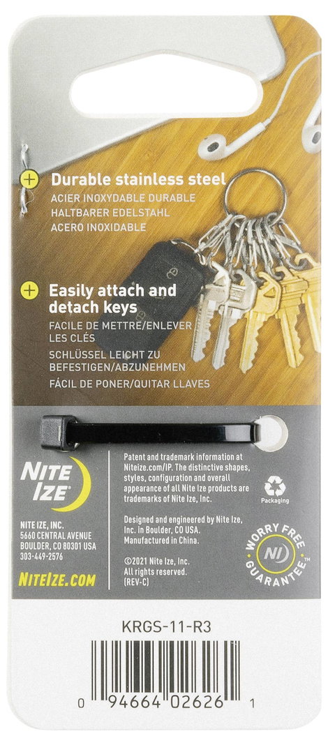 Kulcskarika, ezüst színű, 6 db S-Biner karabínerrel NI-KRGS-11-R3 KeyRing NITE Ize 7. kép