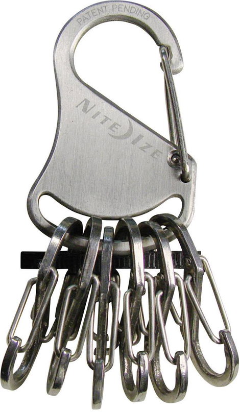Kulcstartó, ezüst színű, 6 db 0,5-ös méretű S-Binerrel NI-KRS-03-11 KeyRack 6 S-Biner NITE Ize