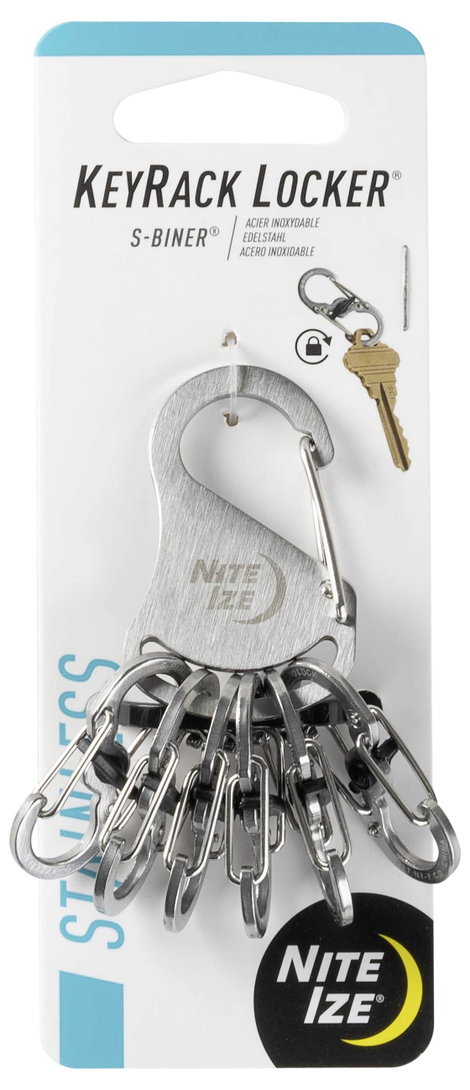 Kulcstartó 6 db karabínerrel, ezüst színű, Locker NI-KLK-11-R3 KeyRack Locker NITE Ize 3. kép