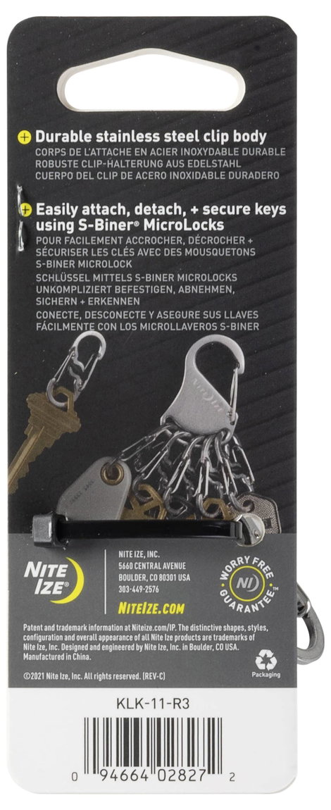 Kulcstartó 6 db karabínerrel, ezüst színű, Locker NI-KLK-11-R3 KeyRack Locker NITE Ize 4. kép